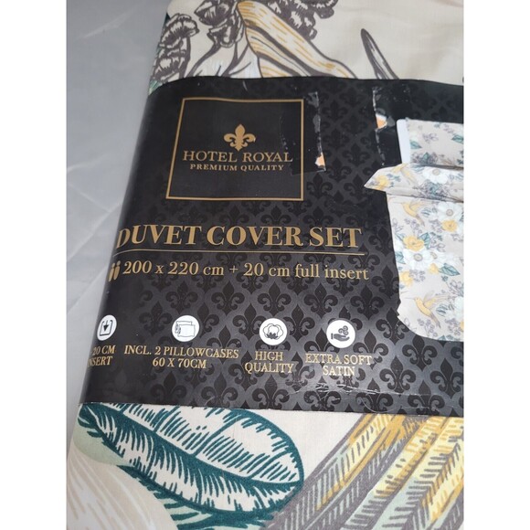 Rare - French - Hotel Royal Duvet Cover Birds Tropical Full 2 Pillowcases - Picture 2 of 4